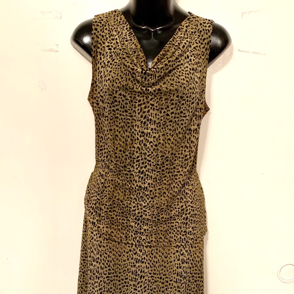 French Laundry Leopard Print Skirt & Top Set Sz M